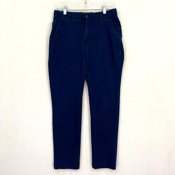 Under Armour Men's Golf Chino Performance Athletic Pants Navy Blue Size 30x30 UA - Picture 1 of 11